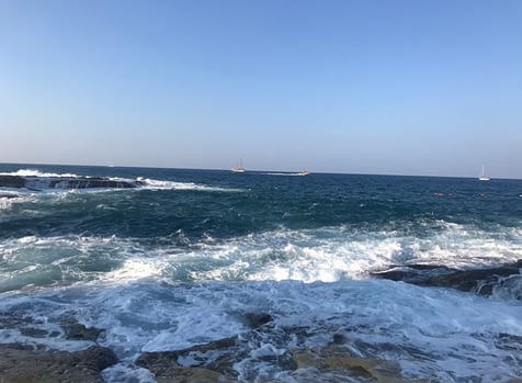 Malta sea in winter with lot of waves