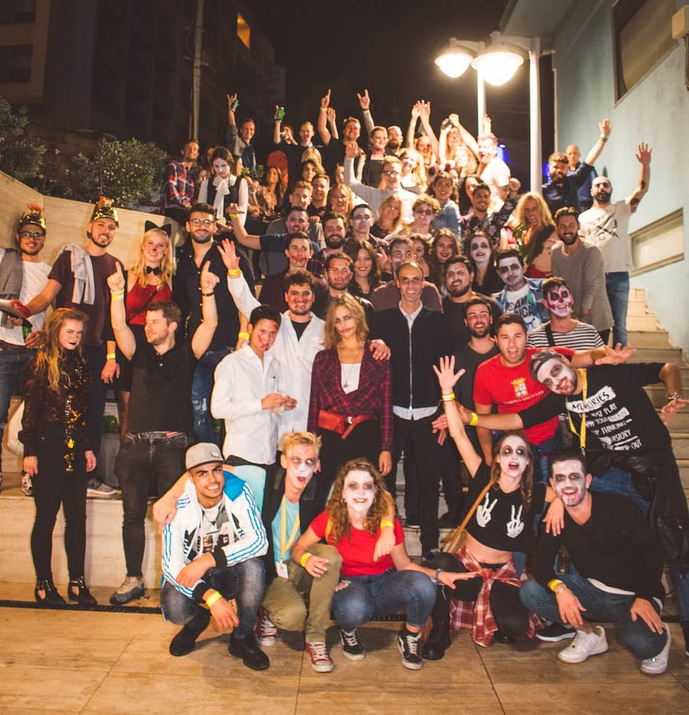last year photo of the team for Halloween pub crawl